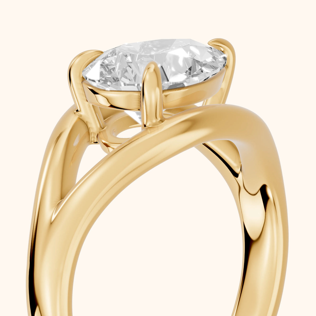 Madeleine Split Shank Pear Diamond Engagement Ring in Yellow Gold - slant-view.webp