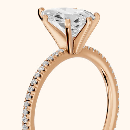 Minette Micropavé Pear Diamond Engagement Ring in Rose Gold - slant-view.webp