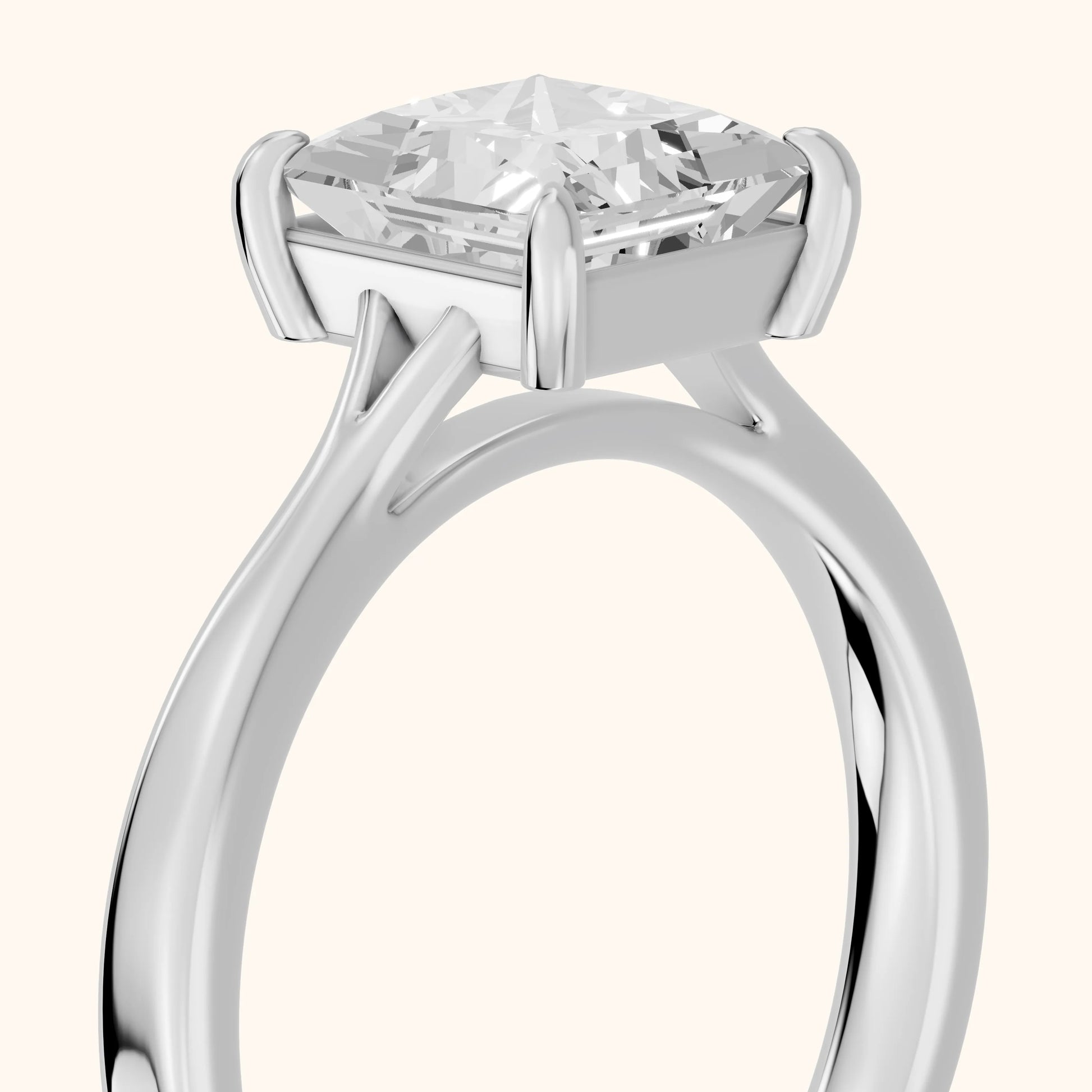 Anais Trellis Solitaire Princess Diamond Engagement Ring in Silver - slant-view.webp