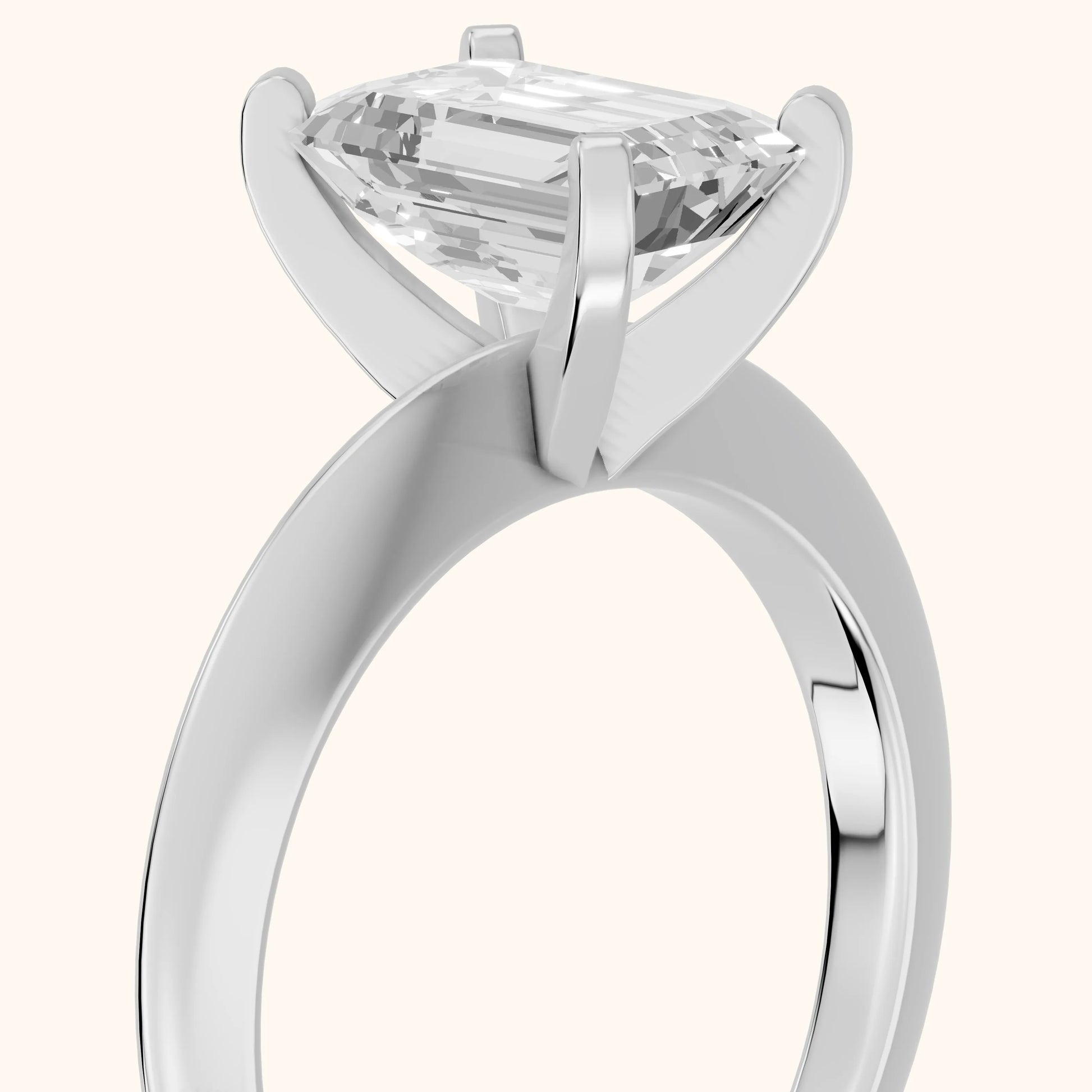 Amira Six-Prong Solitaire Emerald Diamond Engagement Ring in Silver - slant-view.webp