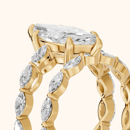 Elina Split Shank Marquise Accent Marquise Diamond Engagement Ring in Yellow Gold - slant-view.webp