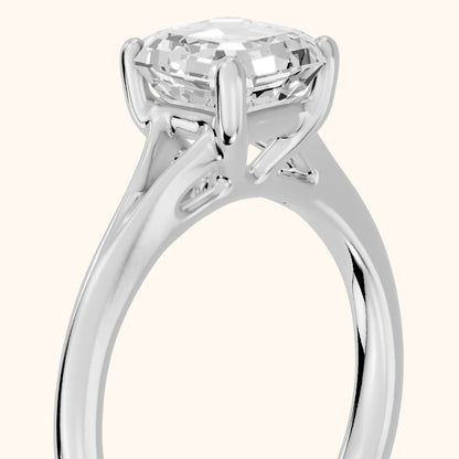 Melanie Solitaire Split Shank Asscher Diamond Engagement Ring in Platinum - slant-view.webp