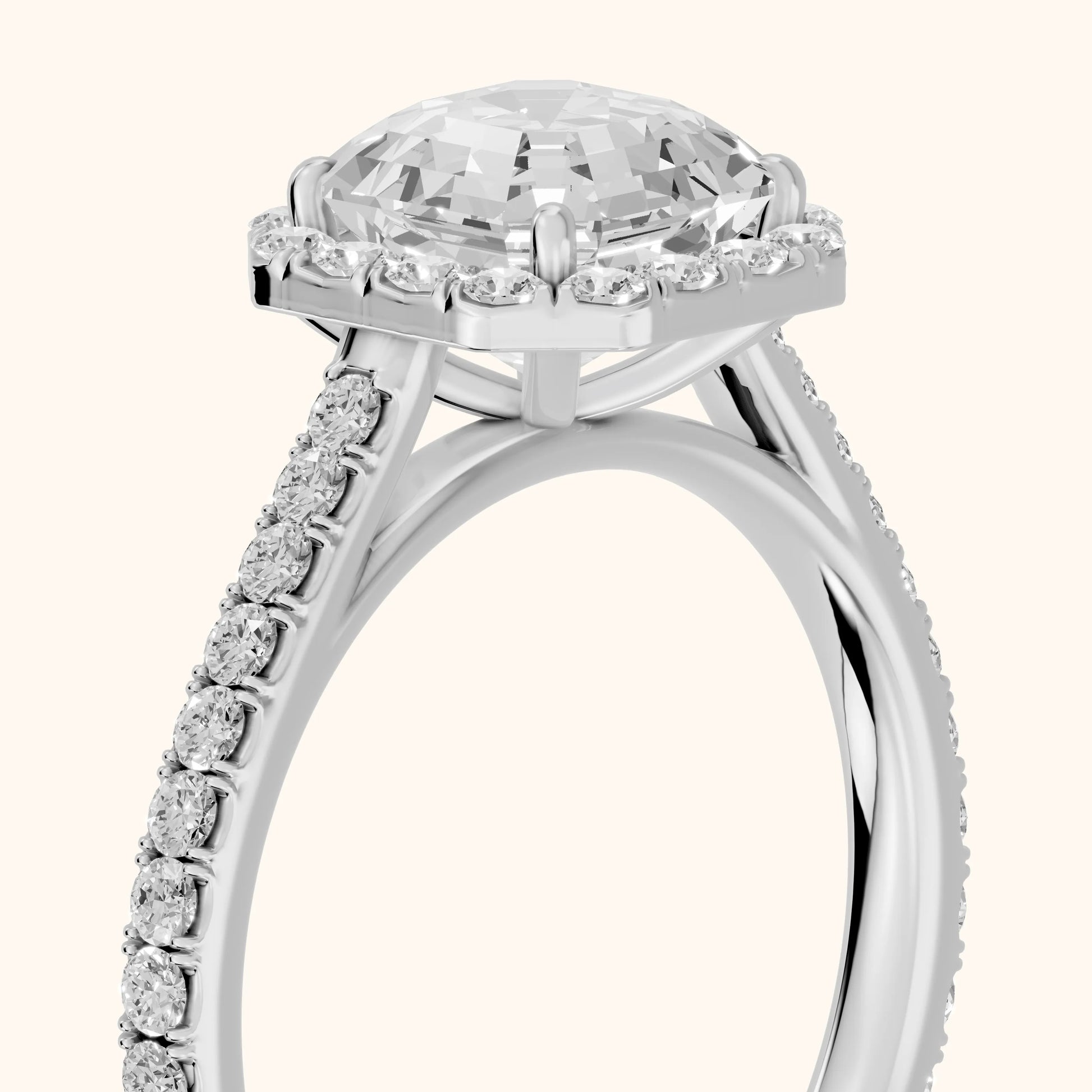 Willa Halo Micropavé Asscher Diamond Engagement Ring in Platinum - slant-view.webp