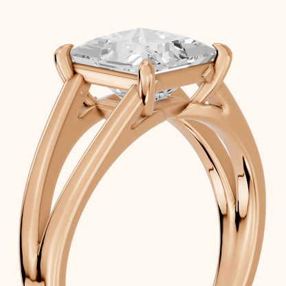 Giselle Solitaire Split Shank Princess Diamond Engagement Ring in Rose Gold - slant-view.webp