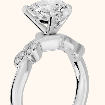Robin Leaf Twist Heart Diamond Engagement Ring in White Gold - slant-view.webp