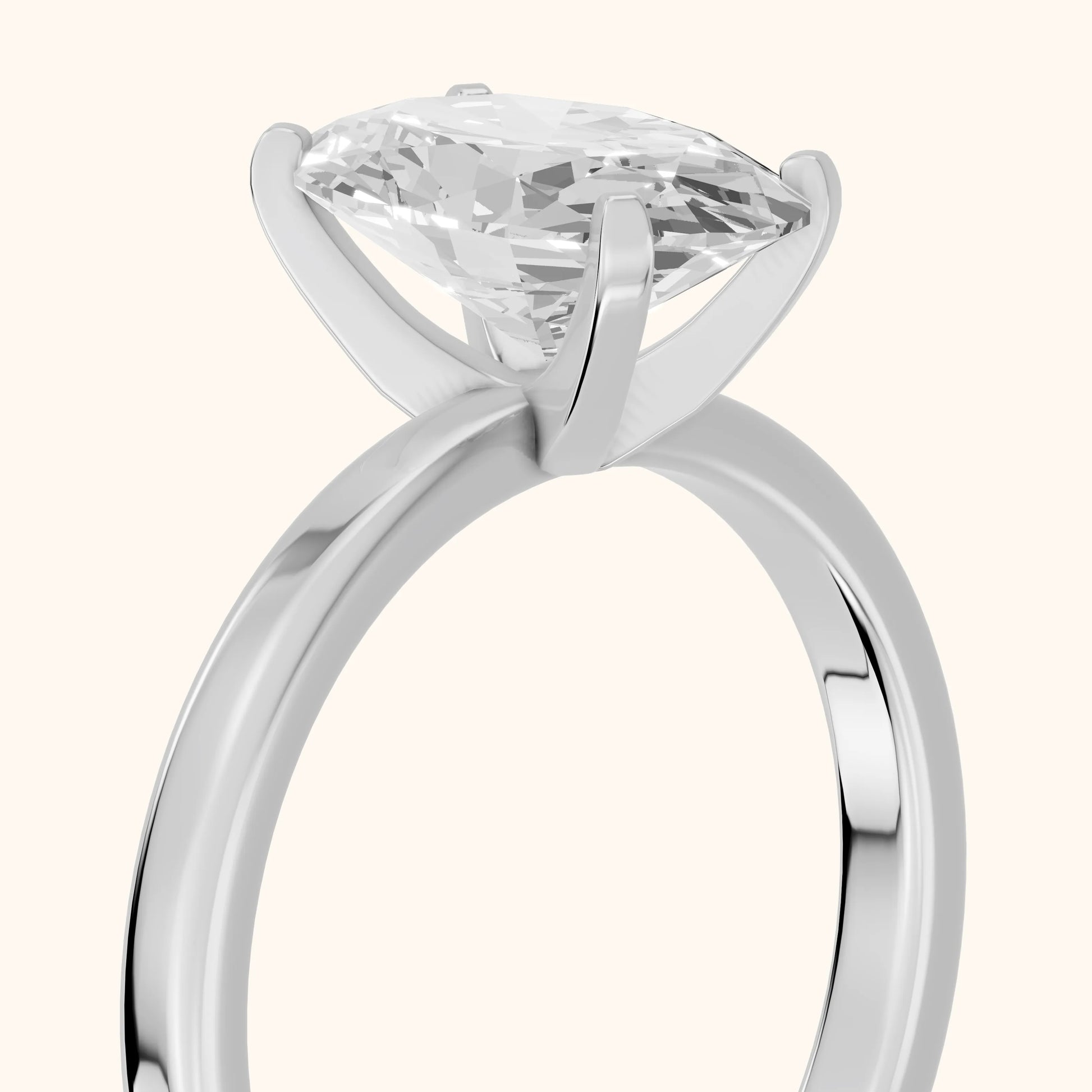 Liana Solitaire Claw Prong Oval Diamond Engagement Ring in White Gold - slant-view.webp