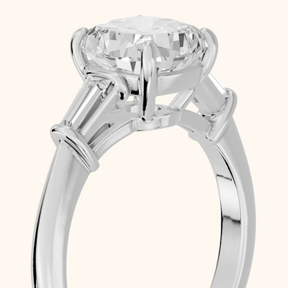 Abby Baguette Three-Stone Cushion Diamond Engagement Ring in Silver - slant-view.webp