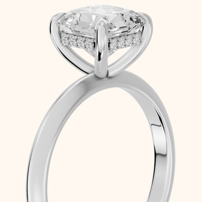Amaya Hidden Halo Radiant Diamond Ring in White Gold - slant-view.webp