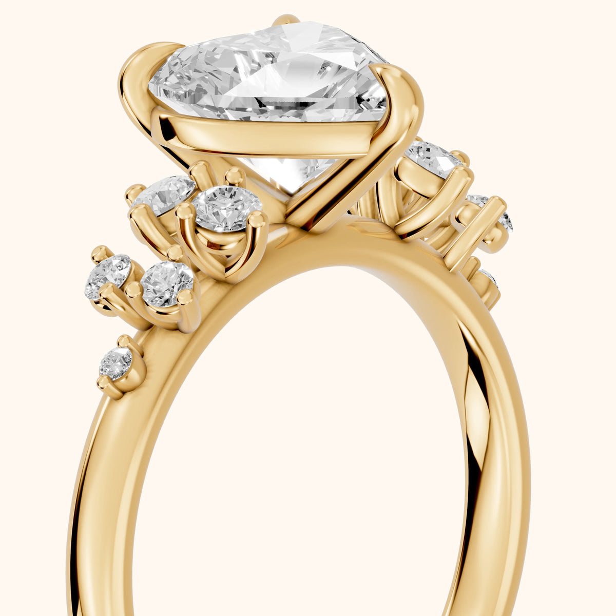 Mirabelle Cluster Heart Diamond Engagement Ring in Yellow Gold - slant-view.webp