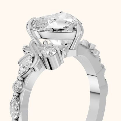 Lanai Marquise-Side Heart Diamond Engagement Ring in Silver - slant-view.webp
