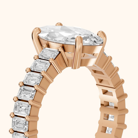 Mallory Shared Prong Marquise Diamond Engagement Ring in Rose Gold - slant-view.webp