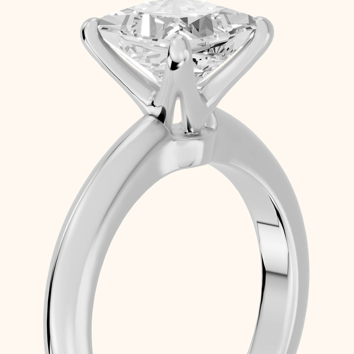 Clementine Solitaire Princess Diamond Engagement Ring in Silver - slant-view.webp