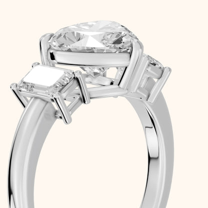 Zoe Three-Stone Heart Diamond Ring in Silver - slant-view.webp