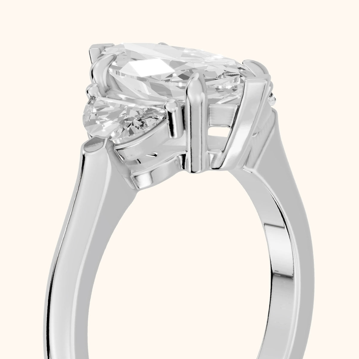 Elia Half-Moon Three-Stone Marquise Diamond Engagement Ring in White Gold - slant-view.webp