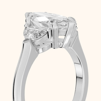 Elia Half-Moon Three-Stone Marquise Diamond Engagement Ring in White Gold - slant-view.webp