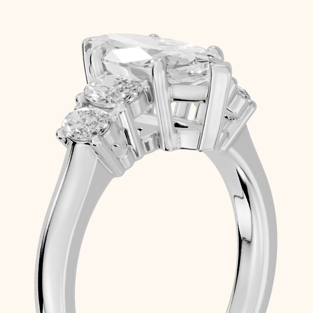 Kirsten Graduated Five-Stone Marquise Diamond Engagement Ring in Silver - slant-view.webp