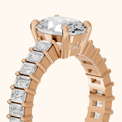 Mallory Shared Prong Oval Diamond Engagement Ring in Rose Gold - slant-view.webp