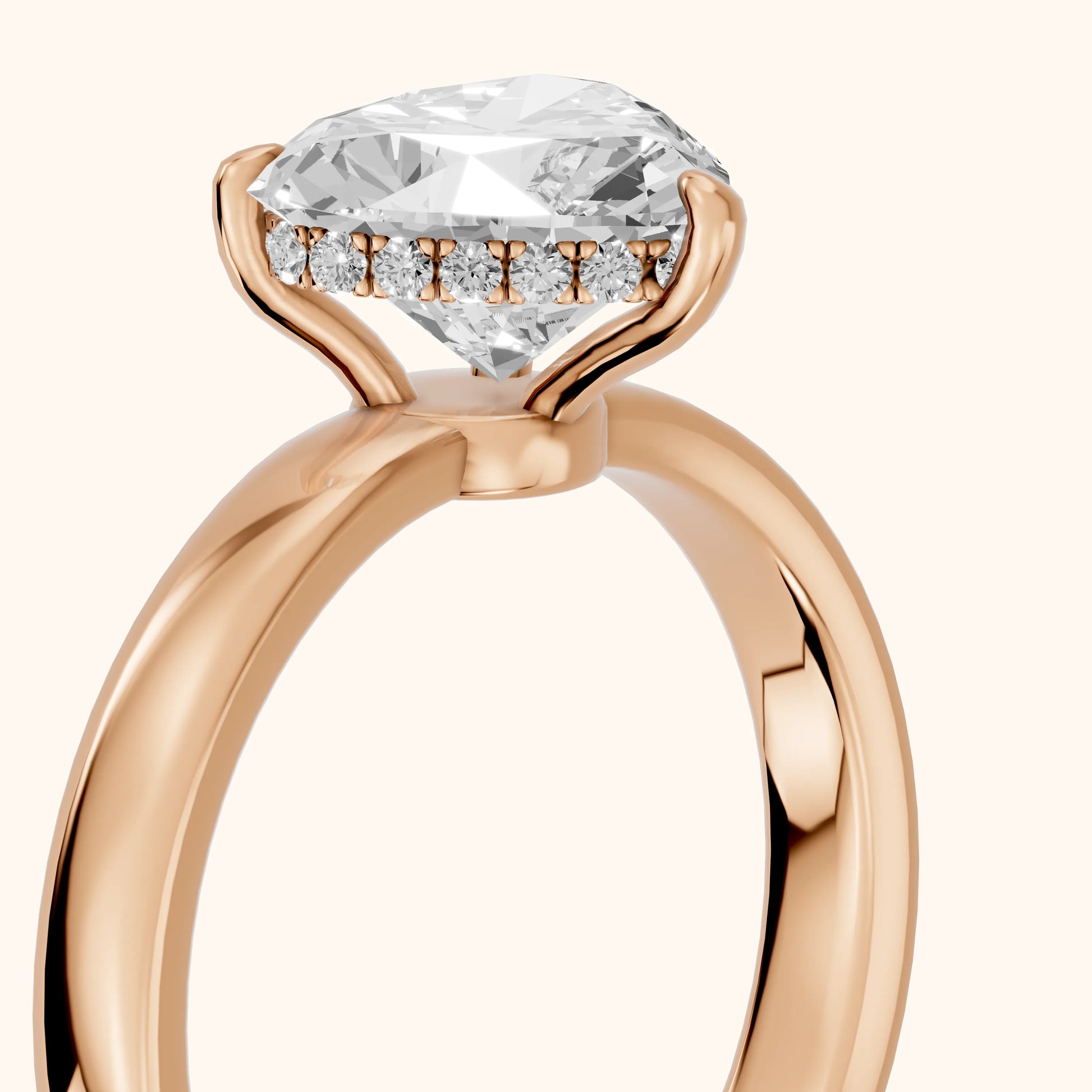 Lara Hidden Halo Heart Diamond Engagement Ring in Rose Gold - slant-view.webp