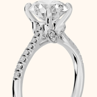 Moab Petal Pavé Round Diamond Engagement Ring in White Gold - slant-view.webp