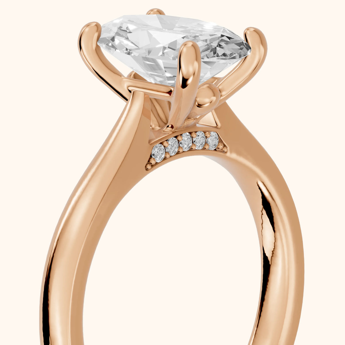 Sofia Cathedral Oval Diamond Engagement Ring in Rose Gold - slant-view.webp
