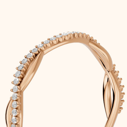 Ivy Petite Twist Round Diamond Half Eternity Band in Rose Gold - slant-view