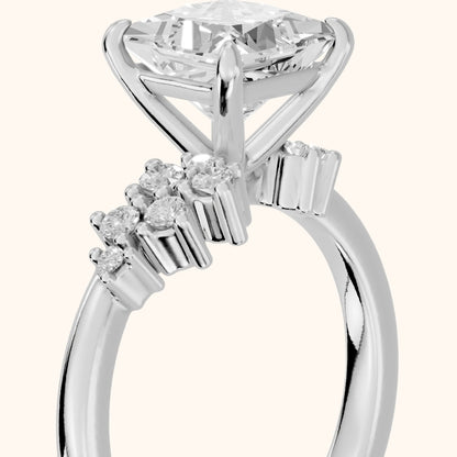 Gina Cluster Princess Diamond Engagement Ring in Platinum - slant-view.webp