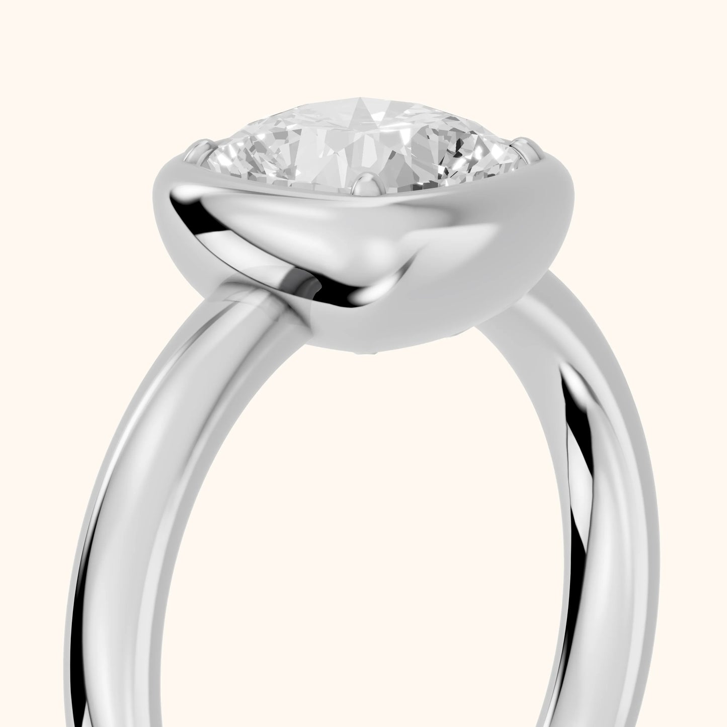 Alina Bezel Solitaire Cushion Diamond Ring in Platinum - slant-view.webp