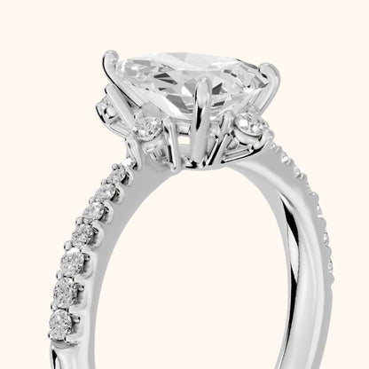 Jocelyn Crown Pavé Pear Diamond Engagement Ring in Silver - slant-view.webp