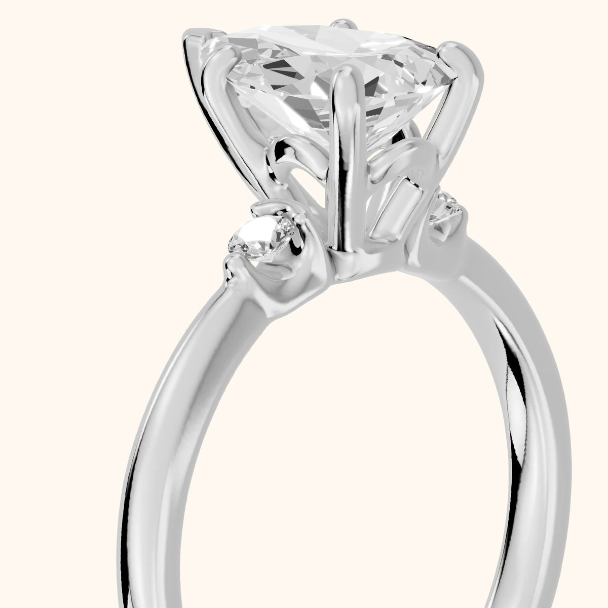 Teodora Floating Three-Stone Pear Diamond Engagement Ring in Silver - slant-view.webp