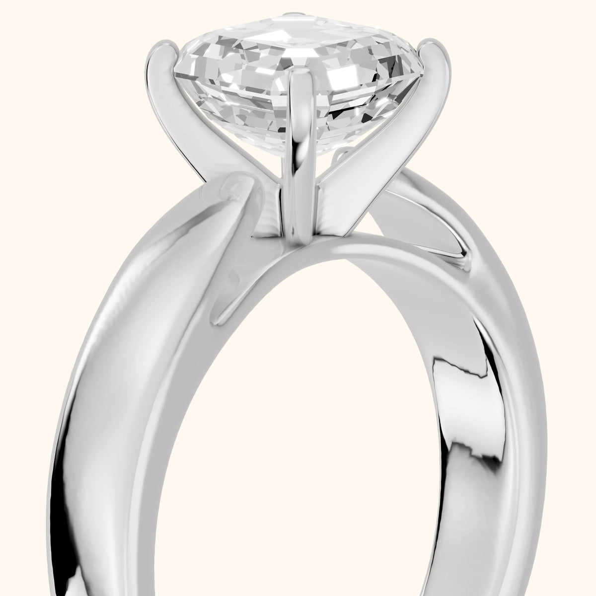 Amalia Wide Band Cathedral Asscher Diamond Engagement Ring in White Gold - slant-view.webp