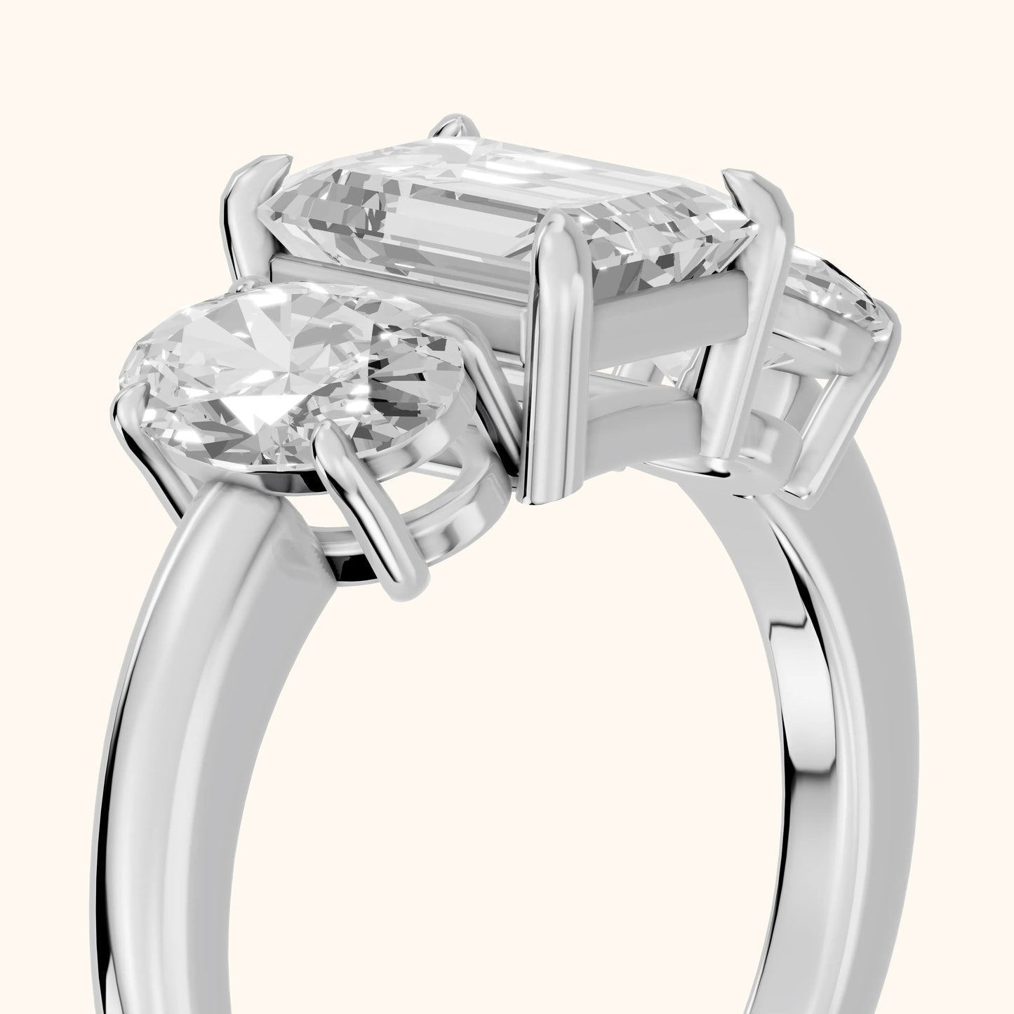 Lila Three-Stone Emerald Diamond Ring in Silver - slant-view.webp