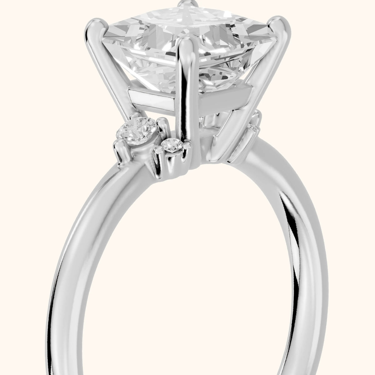 Wynne Cluster Princess Diamond Engagement Ring in Platinum - slant-view.webp