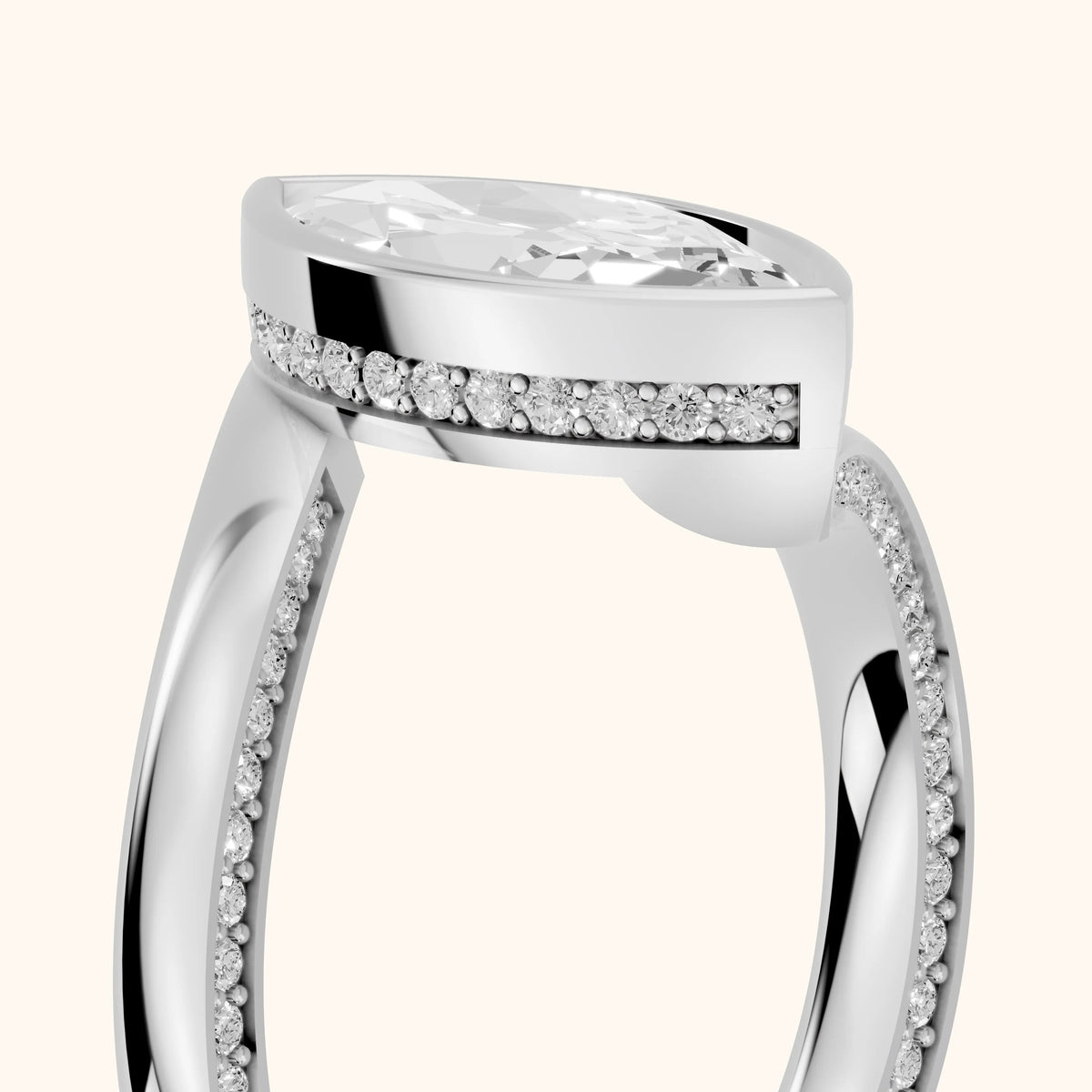 Marigold Bezel Bypass Marquise Diamond Engagement Ring in White Gold - slant-view.webp