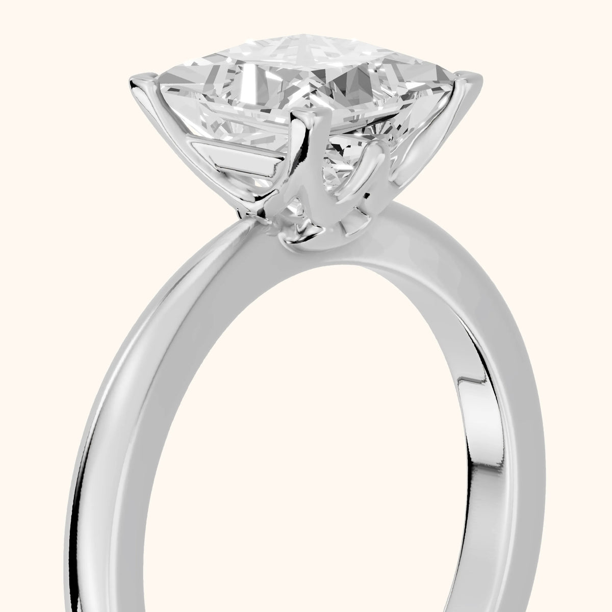 Ada Tapered Solitaire Princess Diamond Engagement Ring in Silver - slant-view.webp