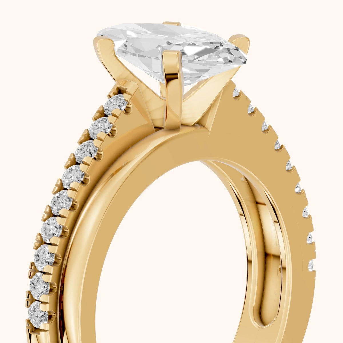 Edith Criss Cross Pavé Marquise Diamond Engagement Ring in Yellow Gold - slant-view.webp