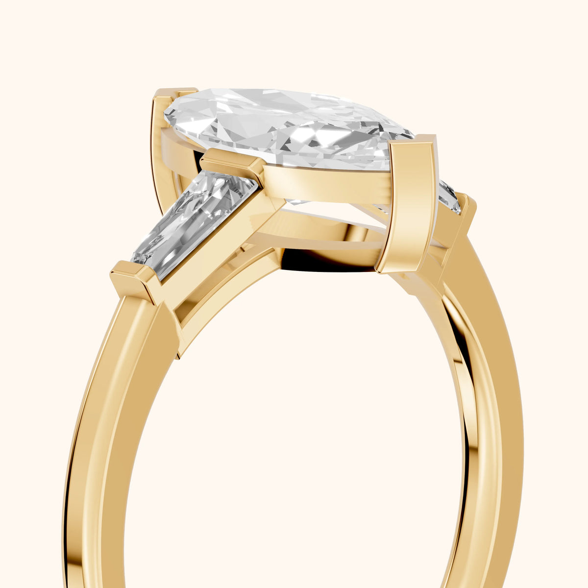 Winnie Three-Stone Marquise Diamond Engagement Ring in Yellow Gold - slant-view.webp