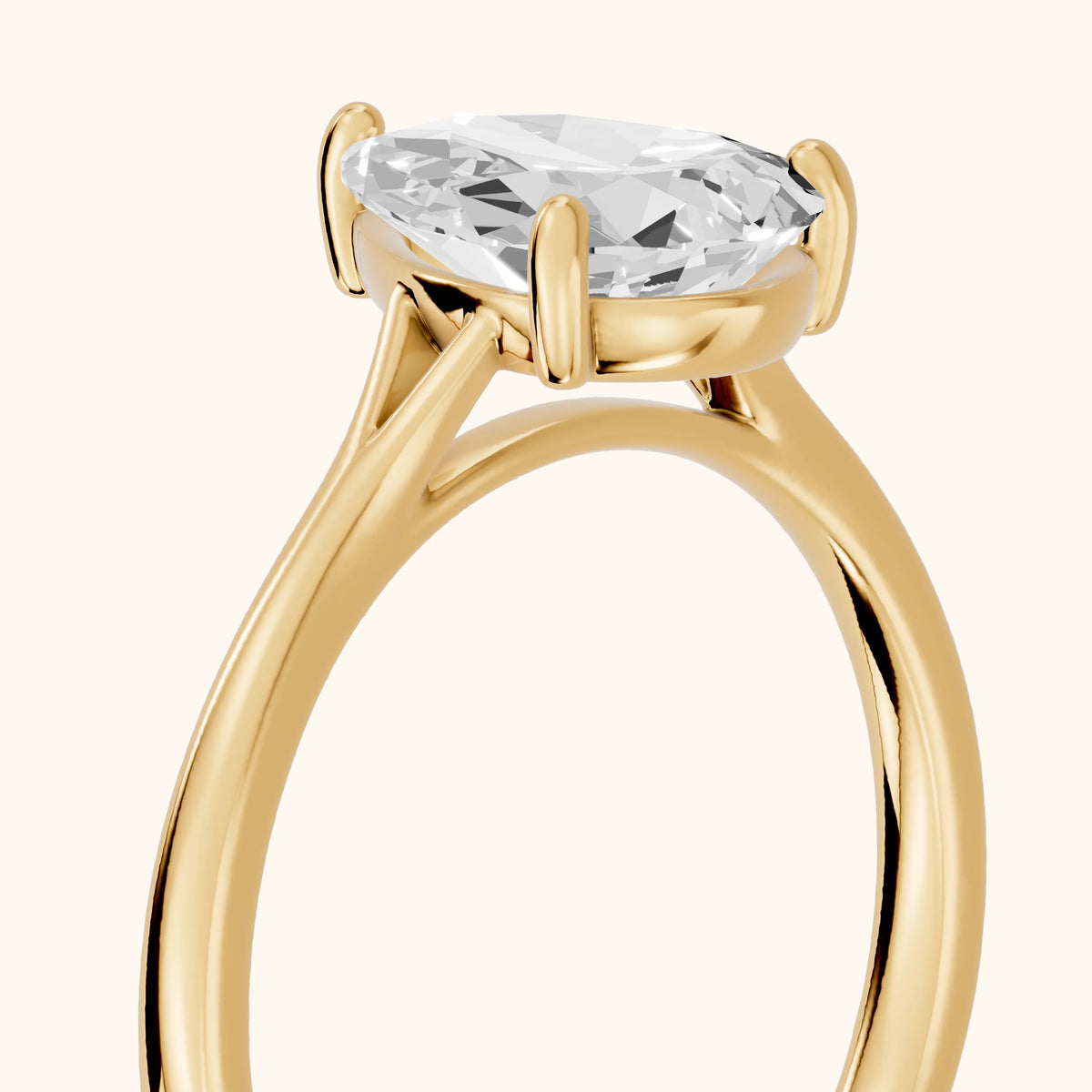 Blanche Solitaire Split Shank Pear Diamond Engagement Ring in Yellow Gold - slant-view.webp
