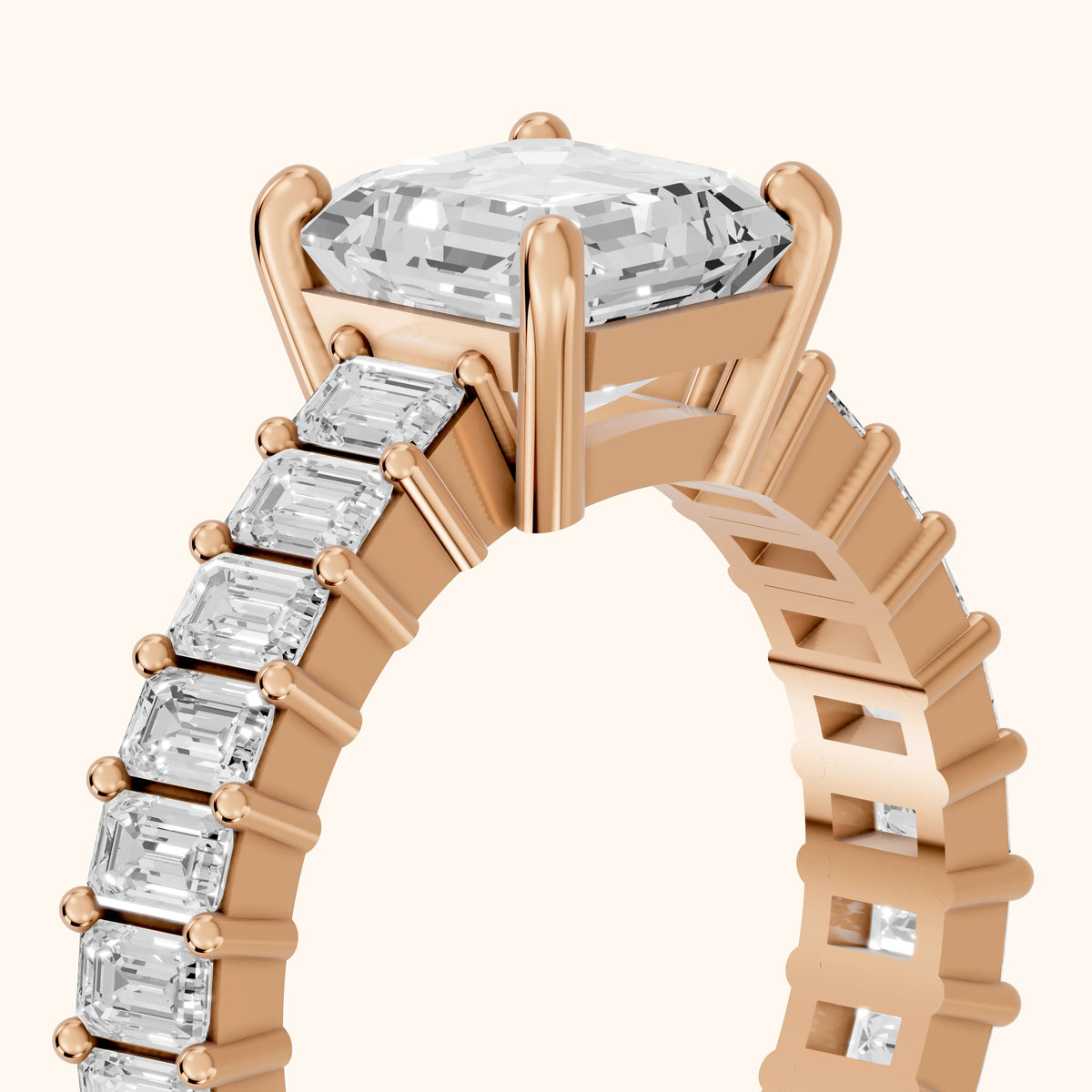 Mallory Shared Prong Asscher Diamond Engagement Ring in Rose Gold - slant-view.webp