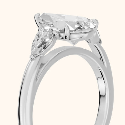Phoebe Three-Stone Pear Diamond Ring in Silver - slant-view.webp
