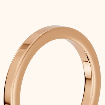 Zoya Classic Flat Wedding Band in Rose Gold - slant-view