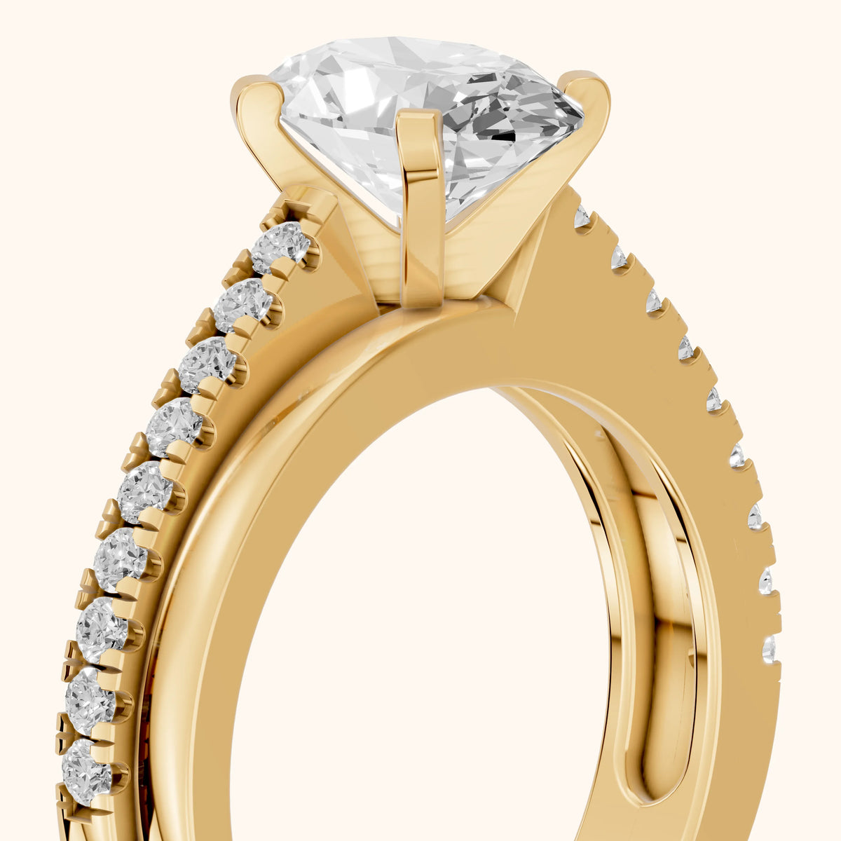 Edith Criss Cross Pavé Oval Diamond Engagement Ring in Yellow Gold - slant-view.webp