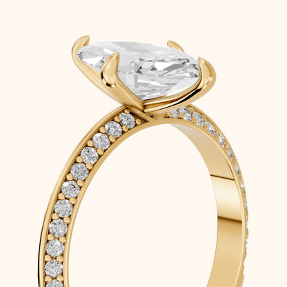 Meredith Knife Edge Pavé Marquise Diamond Engagement Ring in Yellow Gold - slant-view.webp