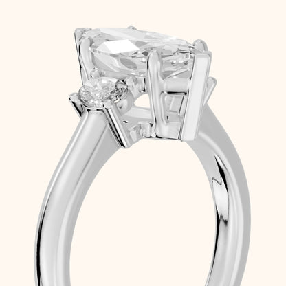 Alya Three-Stone Cathedral Marquise Diamond Engagement Ring in Silver - slant-view.webp
