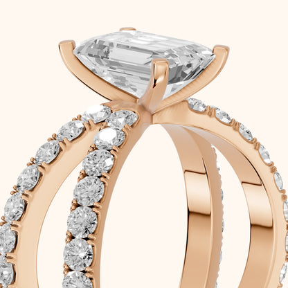 Lior Criss Cross Pavé Emerald Diamond Engagement Ring in Rose Gold - slant-view.webp