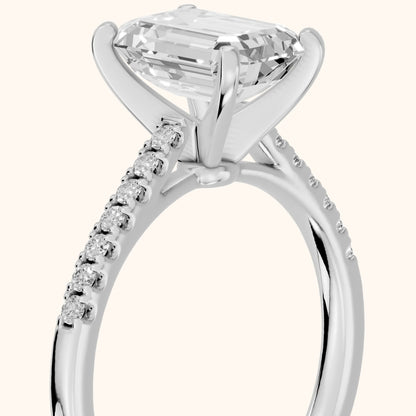 Salem Pavé Emerald Diamond Engagement Ring in Platinum - slant-view.webp