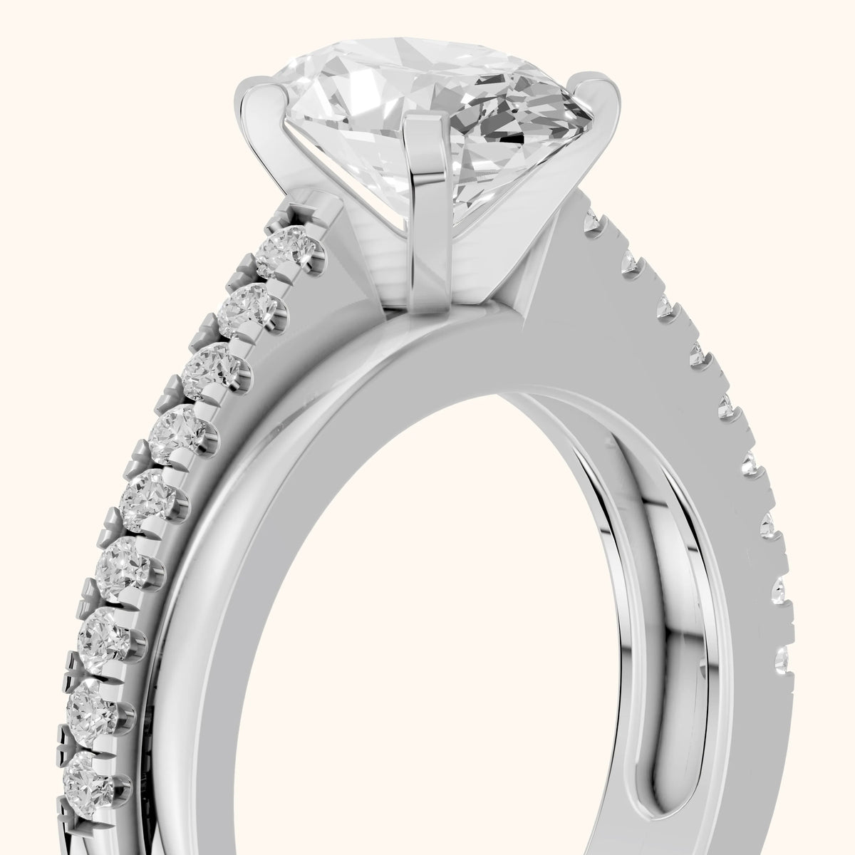 Edith Criss Cross Pavé Oval Diamond Engagement Ring in Silver - slant-view.webp