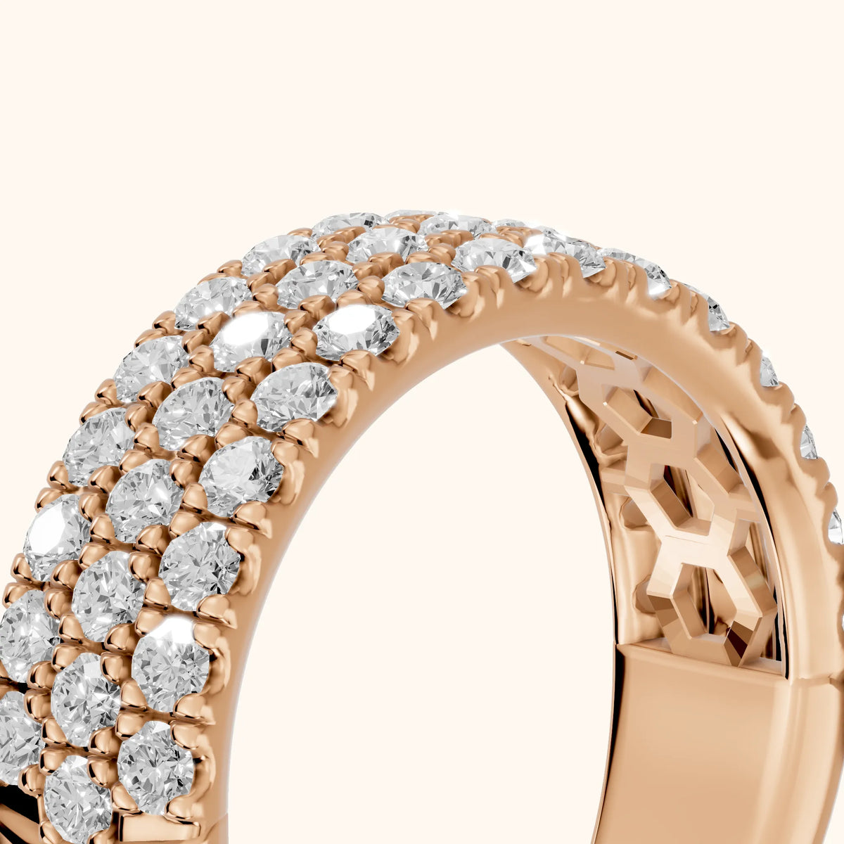 Fiona Pavé Round Diamond Anniversary Ring in Rose Gold - slant-view
