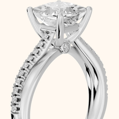 Loma Bypass Pavé Princess Diamond Engagement Ring in Silver - slant-view.webp
