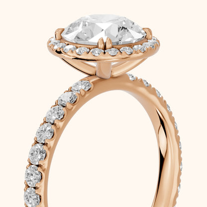 Chloe Halo Pavé Round Diamond Ring in Rose Gold - slant-view.webp