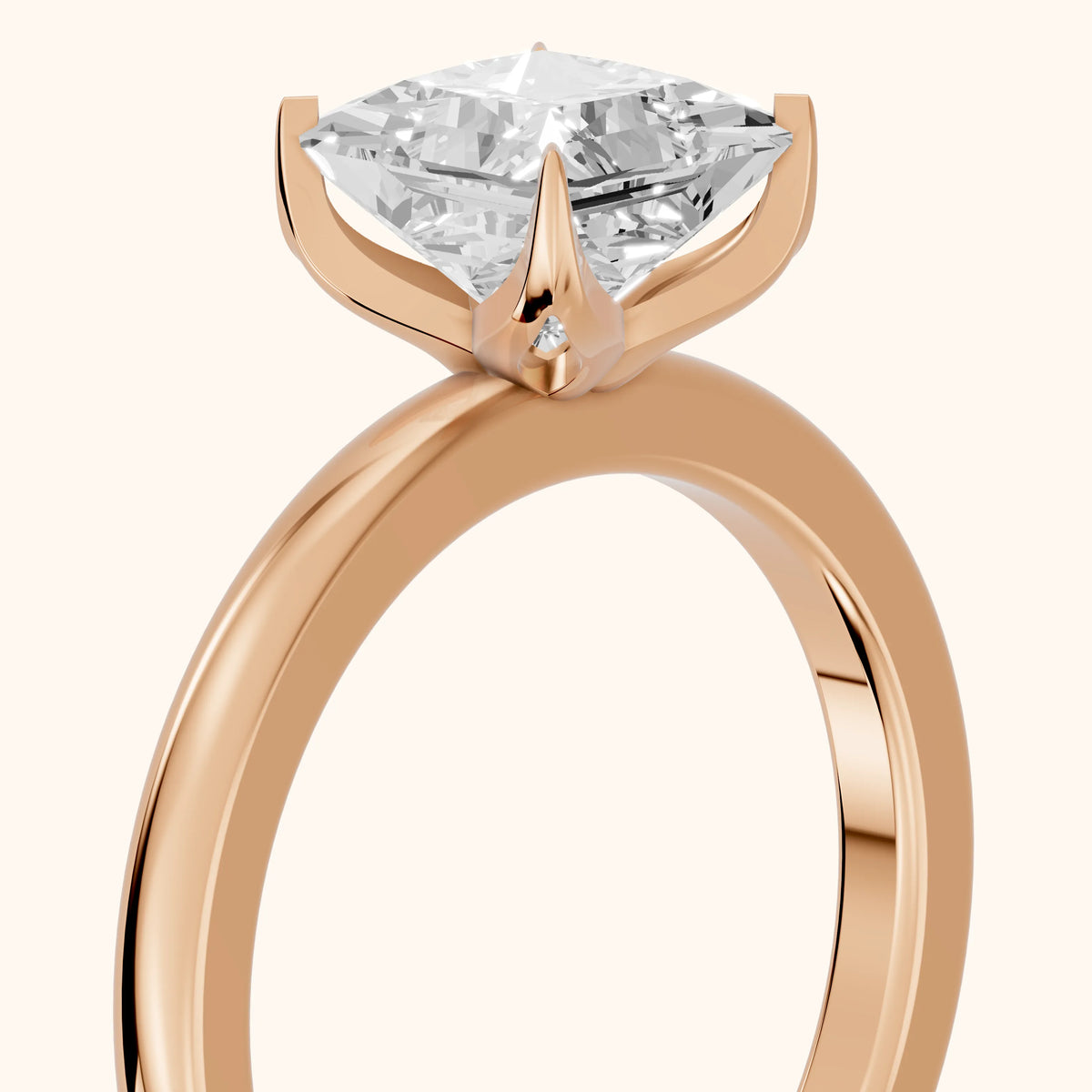 Serena Blossom Solitaire Princess Diamond Engagement Ring in Rose Gold - slant-view.webp
